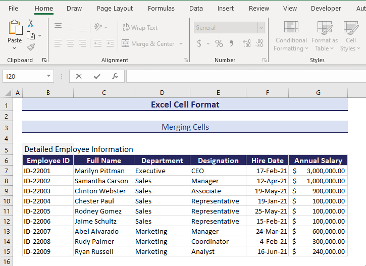 Merging Cells Using Command